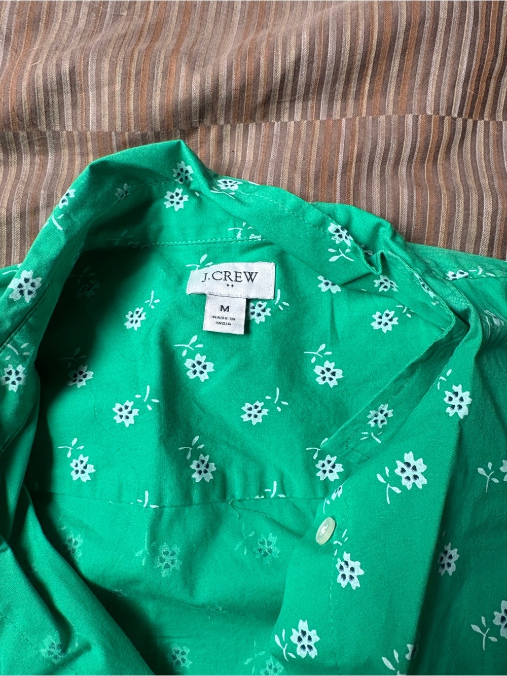 J. Crew Green Floral Casual Button-Down Shirt